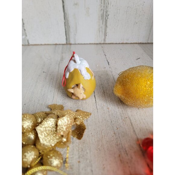 Fruit vintage grape pear mouse lemon unique ornament Xmas set - Picture 6 of 9
